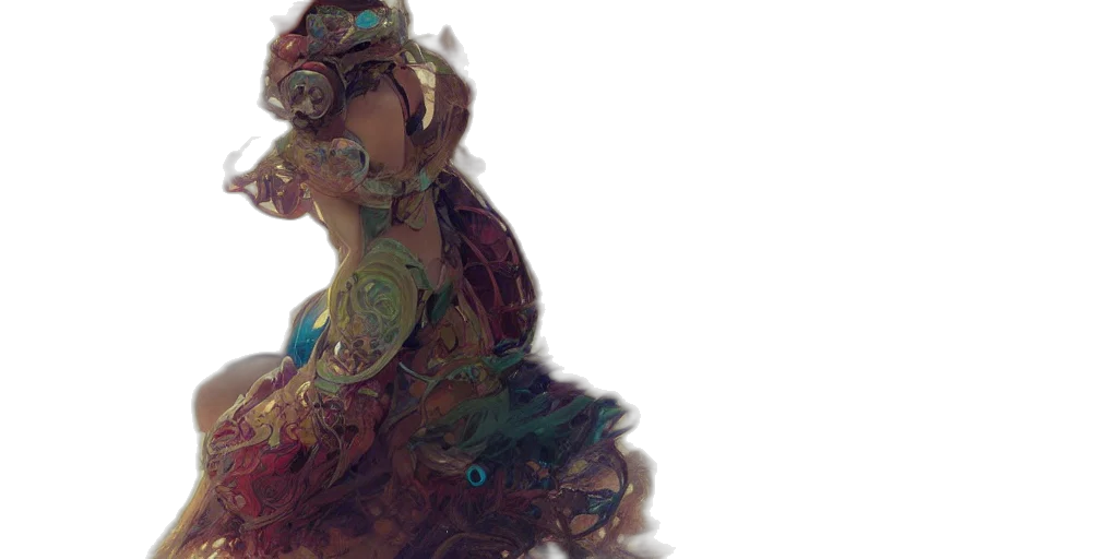 dress, mask, jewelry, staff transparent PNG cut-out