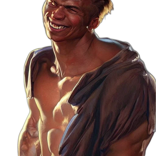face, staff, creature, comic book art transparent PNG cut-out