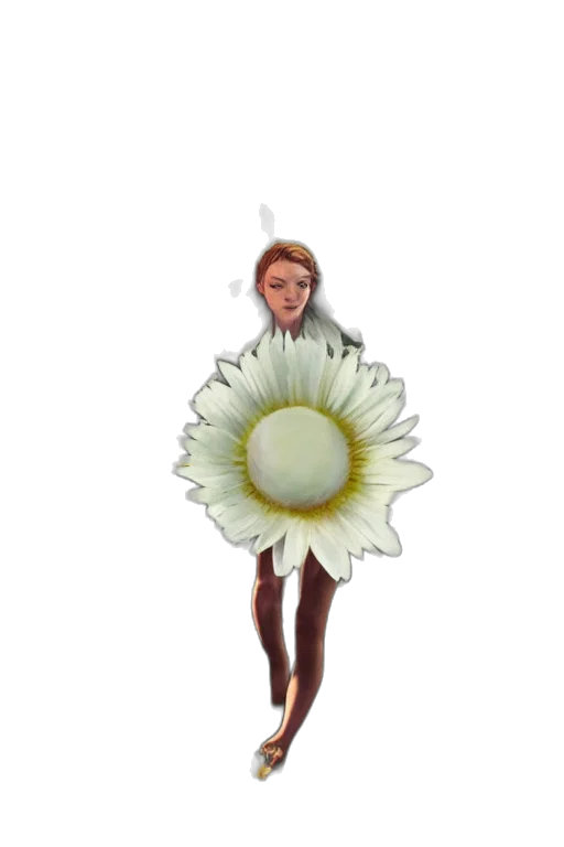 flower, staff, dress, umbrella, concept art, pixel art, 3d render, fantasy art transparent PNG cut-out