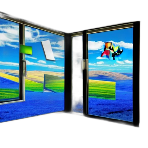 3d render, photorealistic, concept art, outer space, windows, liminal, space transparent PNG cut-out