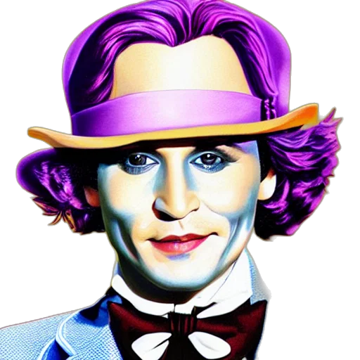 hat, face, cartoon, photorealistic, comic book art, vaporwave, portrait, johnny transparent PNG cut-out