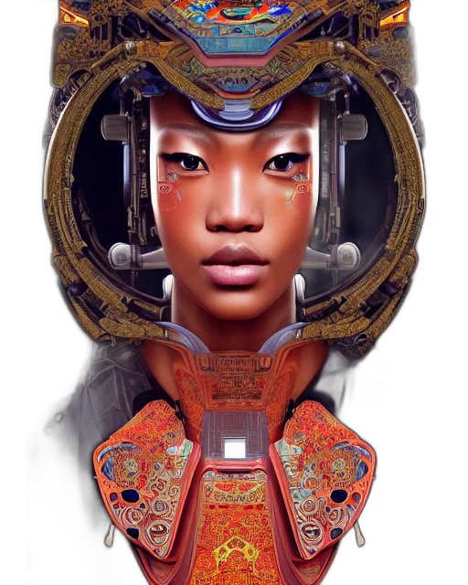 robot, face, mask, jewelry, concept art, photorealistic, fantasy art, cyberpunk transparent PNG cut-out