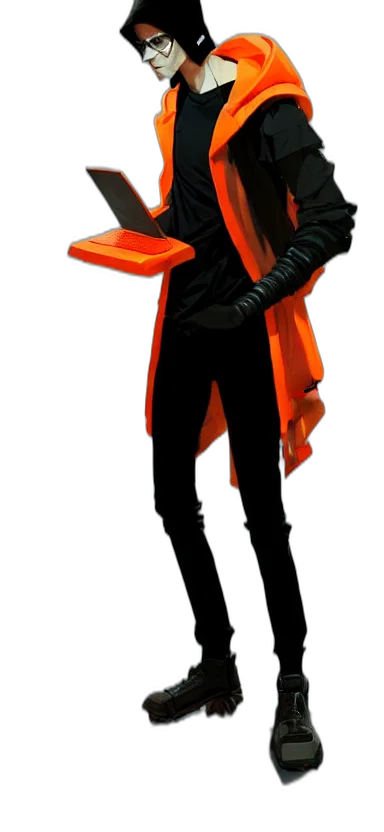 jacket, staff, weapon, mask transparent PNG cut-out
