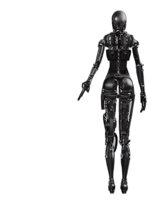 robot, dress, weapon, cyberpunk transparent PNG cut-out