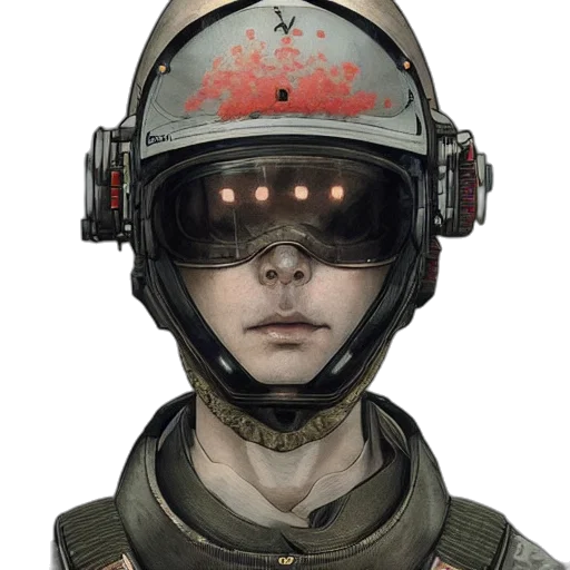 mask, face, robot, hat, concept art, cyberpunk, comic book art, fantasy art transparent PNG cut-out