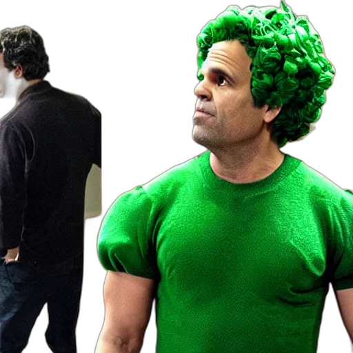 hair, green, mark, ruffalo, apple, costume transparent PNG cut-out