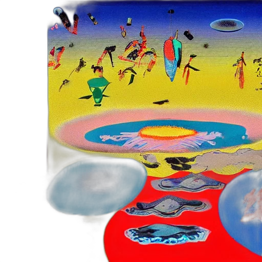concept art, outer space, underwater, beach, art, tadanori, yokoo transparent PNG cut-out