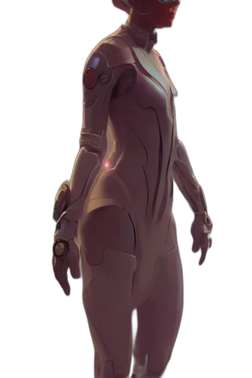 robot, dress, staff, creature, concept art, 3d render, cyberpunk, fantasy art transparent PNG cut-out