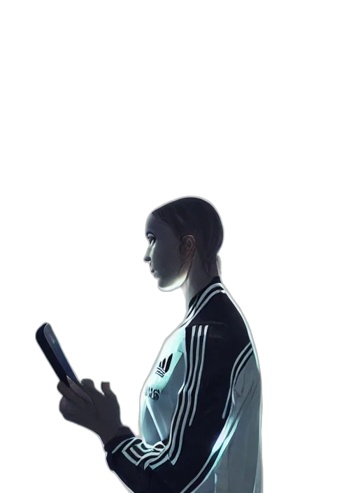 jacket, robot, staff, face transparent PNG cut-out