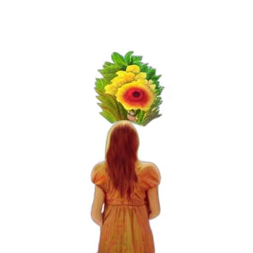 flower, dress, crown, staff transparent PNG cut-out
