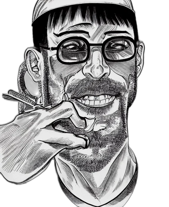 face, cartoon, comic book art, pencil sketch transparent PNG cut-out