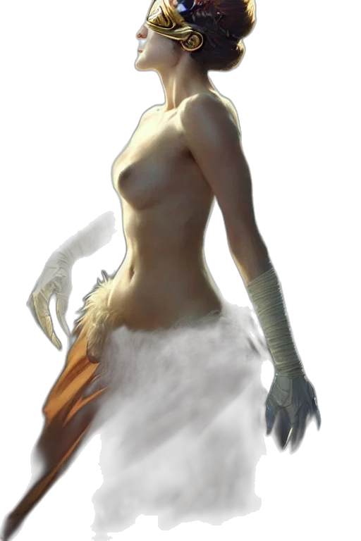 dress, creature, staff, dragon transparent PNG cut-out