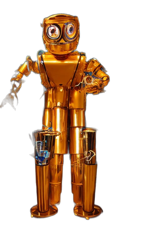 robot, 3d render, concept art, golden, portrait, photo, giant, huge transparent PNG cut-out