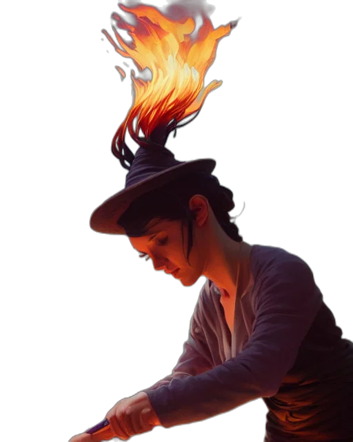 hat, staff, dragon, concept art, photorealistic, fantasy art, oil painting, fire transparent PNG cut-out