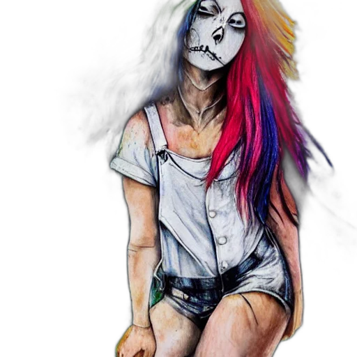 mask, face, watercolor, concept art, fantasy art, comic book art, neon lights, colorful transparent PNG cut-out