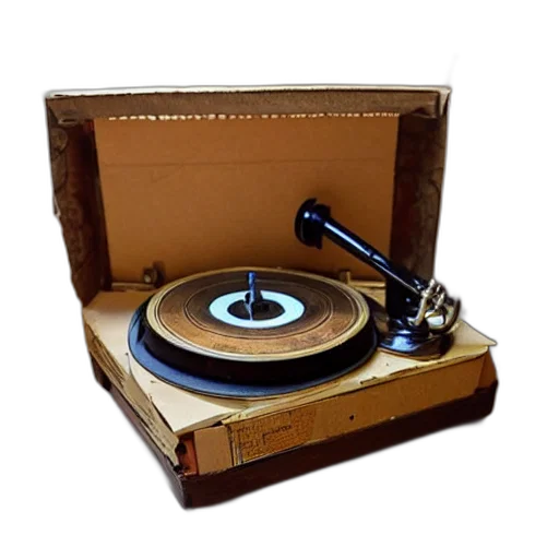 old, phonograph, made, cardboard transparent PNG cut-out