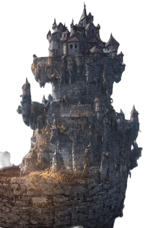 building, crown, dragon, sword, concept art, 3d render, fantasy art, photorealistic transparent PNG cut-out
