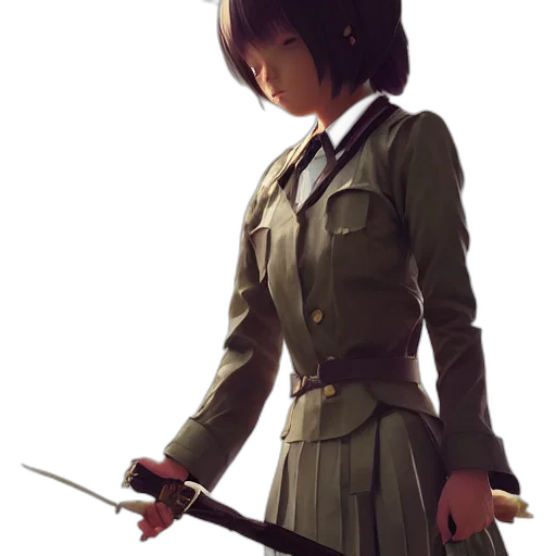 weapon, sword, staff, jacket, concept art, anime, pixel art, fantasy art transparent PNG cut-out