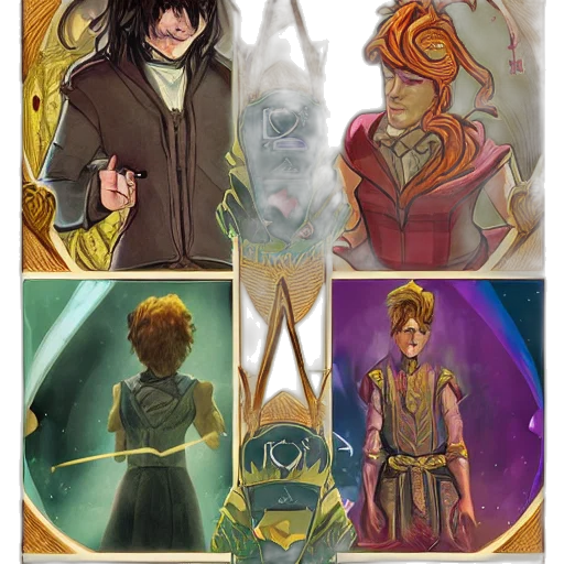 concept art, fantasy art, comic book art, golden transparent PNG cut-out
