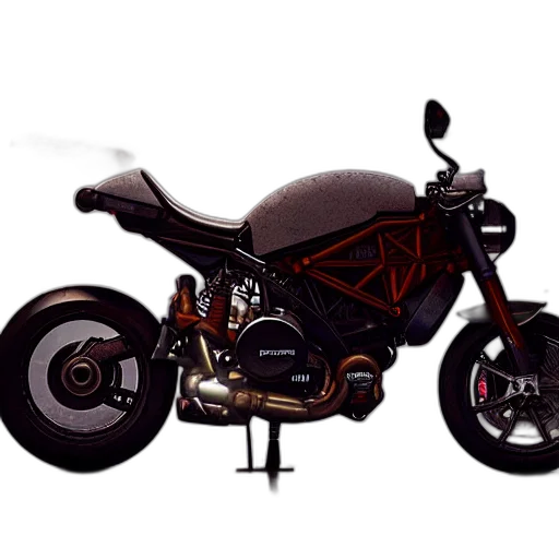 concept art, 3d render, photorealistic, pixel art, still, blade, runner, ducati transparent PNG cut-out