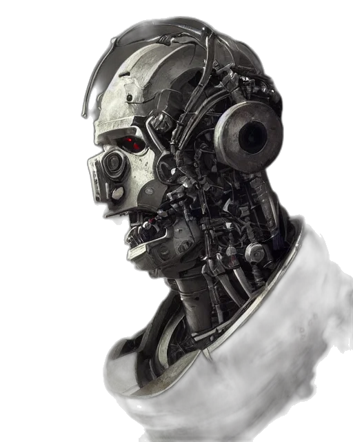 robot, mask, face, cyberpunk, concept art, comic book art, photorealistic, rugged transparent PNG cut-out