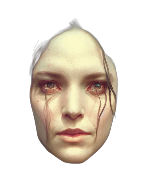 face, mask, robot, creature, photorealistic, concept art, 3d render, fantasy art transparent PNG cut-out