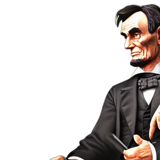3d render, concept art, abraham, lincoln, playing, fortnite, his, couch transparent PNG cut-out