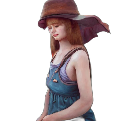 dress, hat, umbrella, crown, oil painting, photorealistic, concept art, fantasy art transparent PNG cut-out