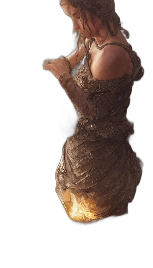 dress, hair, staff, mask transparent PNG cut-out