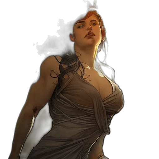 dress, concept art, fantasy art, comic book art, photorealistic, fog, fire, underwater transparent PNG cut-out
