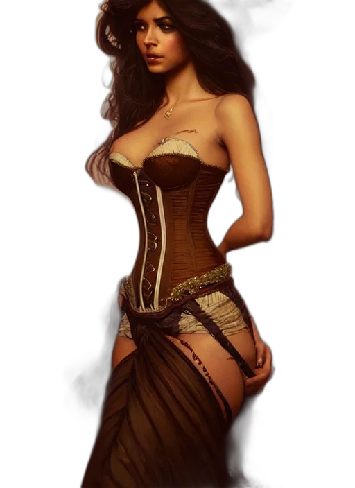 dress, fantasy art, photorealistic, concept art, 3d render, cute, brown, woman transparent PNG cut-out
