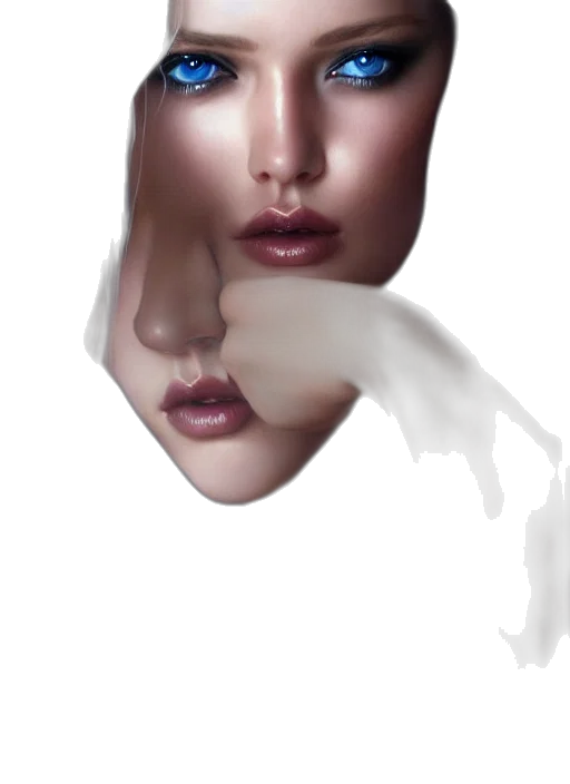 face, mask, hair, crown, photorealistic, oil painting, concept art, fantasy art transparent PNG cut-out