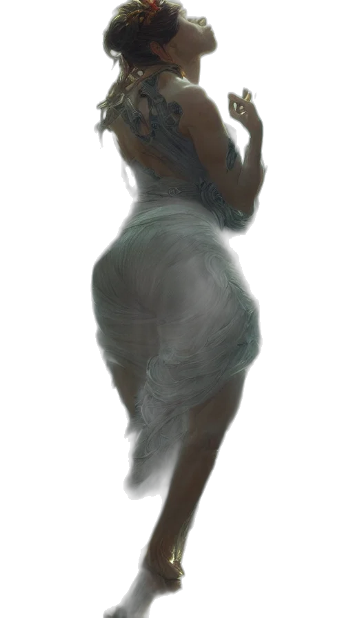 dress, hair, creature, face transparent PNG cut-out