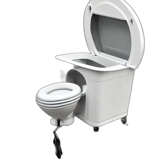 furniture, robot, staff, 3d render, photorealistic, concept art, toilet, wheels transparent PNG cut-out