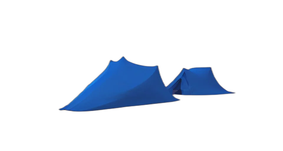 umbrella, hat, shoes, crown, 3d render, concept art, photorealistic, blue transparent PNG cut-out