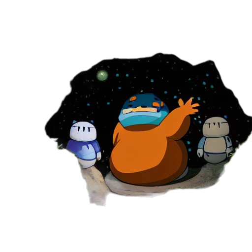 creature, hat, jacket, staff transparent PNG cut-out