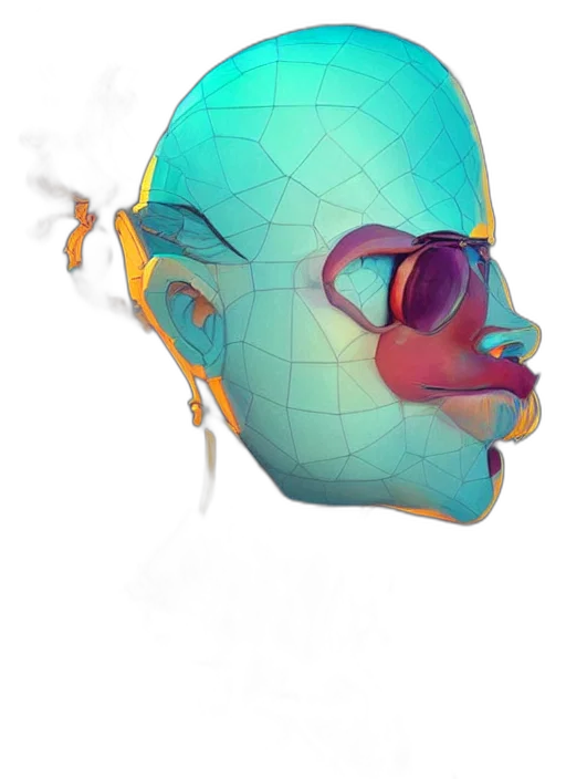 mask, face, crown, robot, 3d render, cyberpunk, concept art, vaporwave transparent PNG cut-out