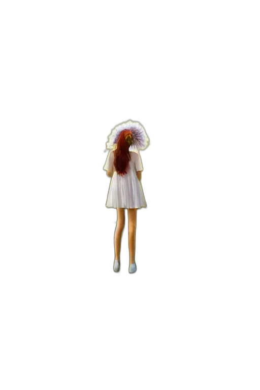 hat, dress, hair, umbrella, 3d render, concept art, pixel art, photorealistic transparent PNG cut-out