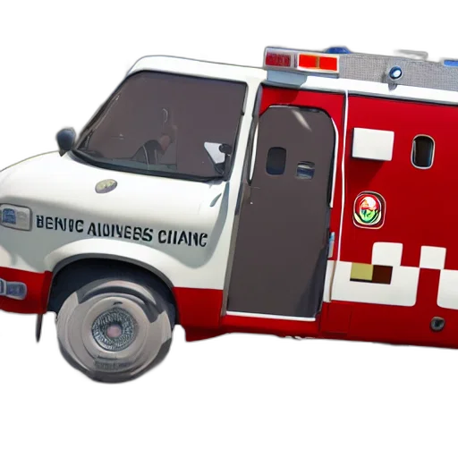 car, concept art, 3d render, big, chungus, meme, anthropomorphic, ambulance transparent PNG cut-out