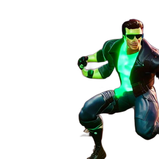 jacket, 3d render, concept art, comic book art, cyberpunk, green, neon, johnny transparent PNG cut-out