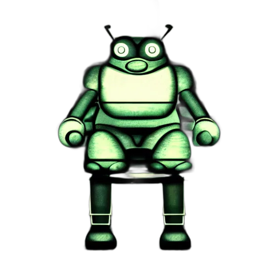 robot, creature, 3d render, pixel art, concept art, cartoon, green, vintage transparent PNG cut-out