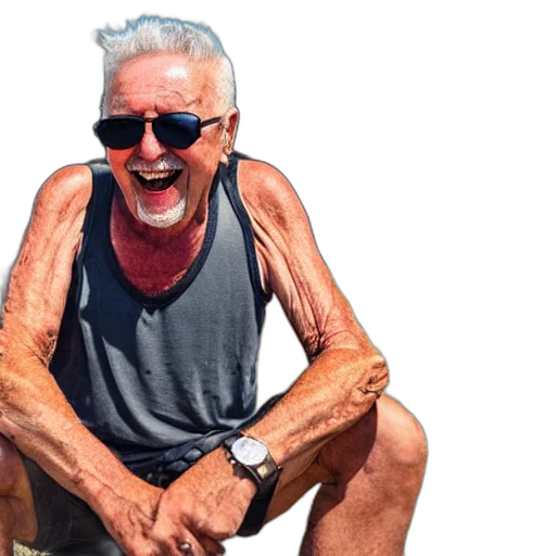 face, creature, mask, old, toothless, bloke, wearing, tank transparent PNG cut-out
