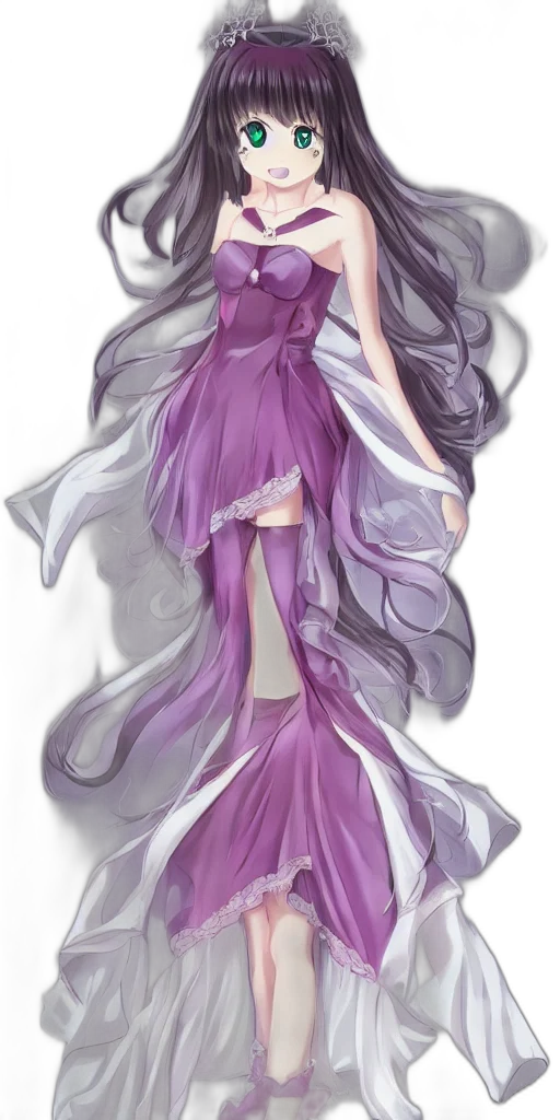 dress, hair, staff, crown, anime, fantasy art, watercolor, concept art transparent PNG cut-out