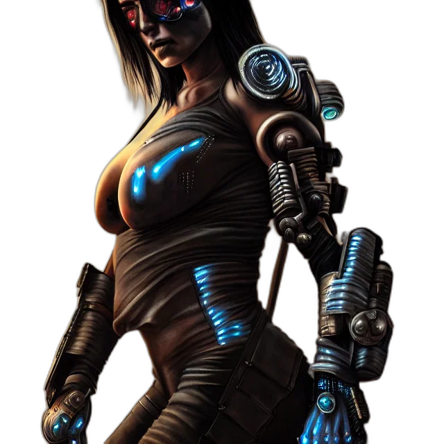 robot, staff, cyberpunk, concept art transparent PNG cut-out