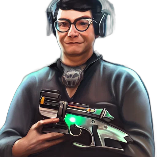 weapon, staff, jacket, face transparent PNG cut-out