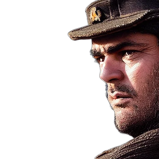 hat, face, weapon, photorealistic transparent PNG cut-out
