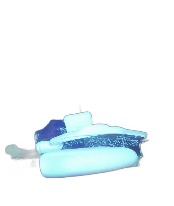 bottle, shoes, weapon, crown, 3d render, vaporwave, blue, japanese transparent PNG cut-out
