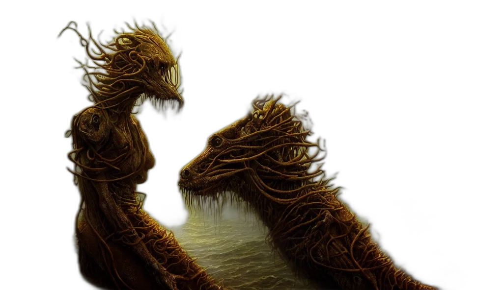 dragon, creature, hair, animal, concept art, fantasy art, photorealistic, comic book art transparent PNG cut-out