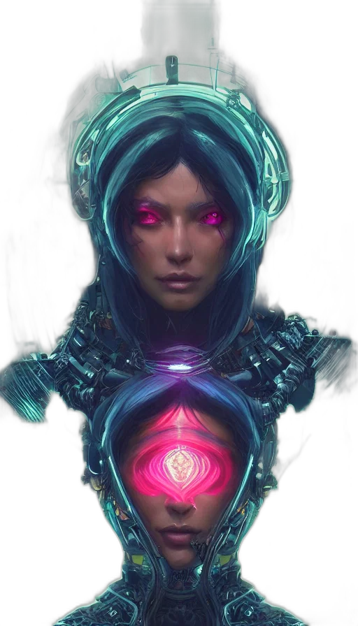robot, face, mask, cyberpunk transparent PNG cut-out