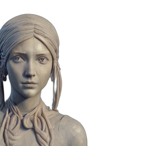 face, 3d render, concept art, photorealistic transparent PNG cut-out